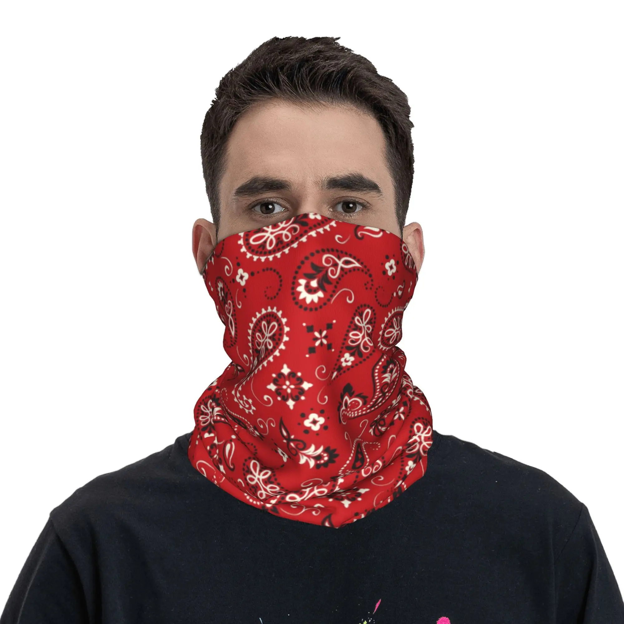 New Red Bandana Bandana Neck G - Neck Gaiter Face Cover 评论和价格