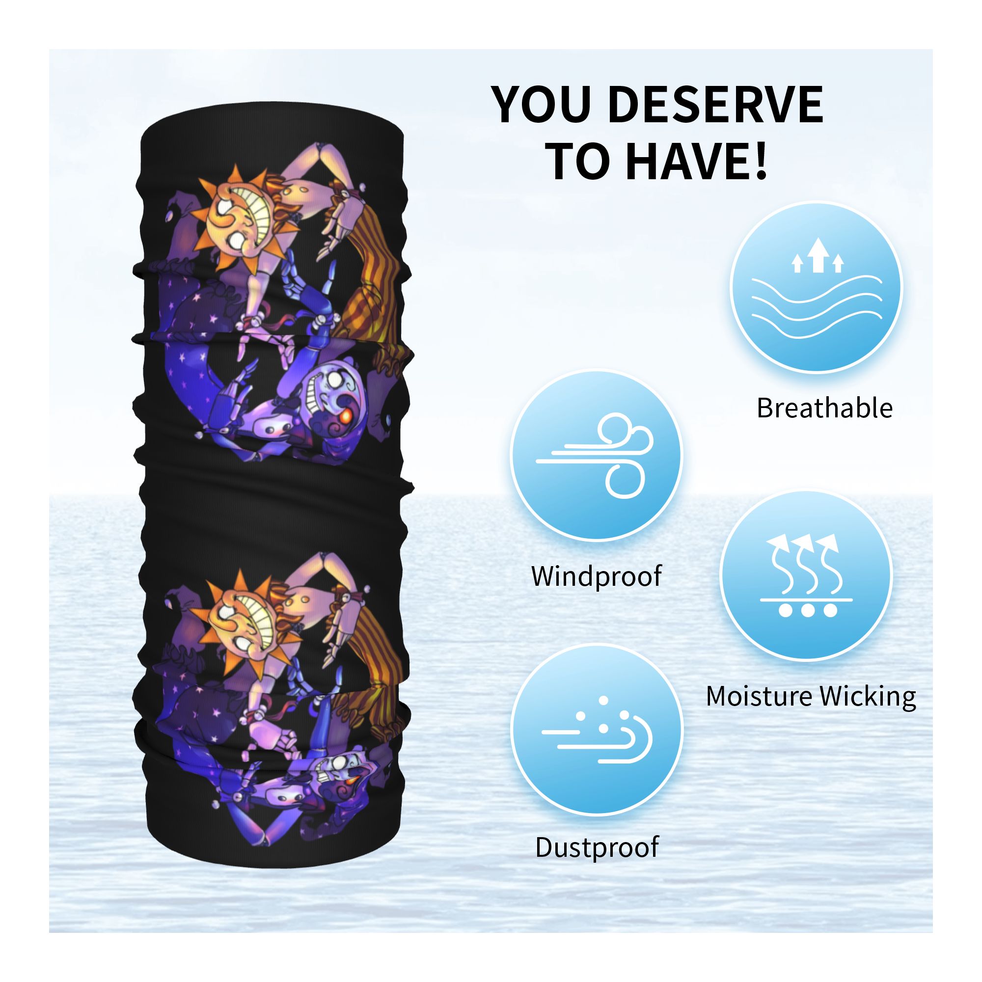 Sun And Moon FNAF Security Bre - Neck Gaiter Face Cover 评论和价格
